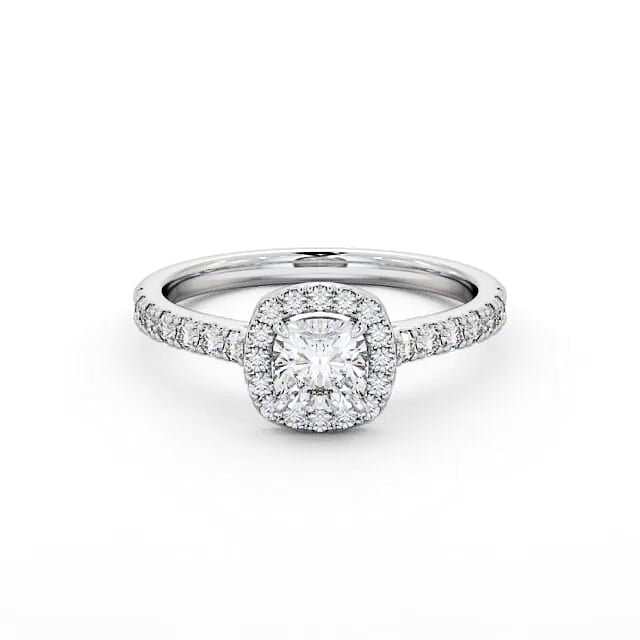 Cushion cut lab-grown diamond halo ring in White gold