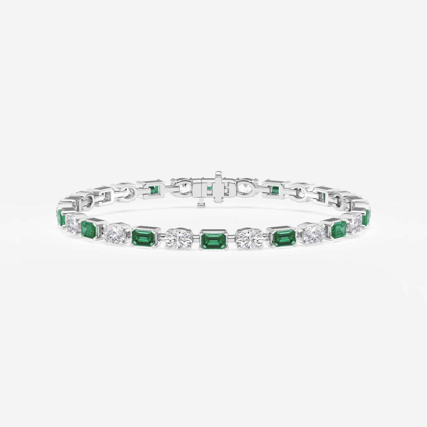 Emerald and Oval Diamond Tennis Bracelet