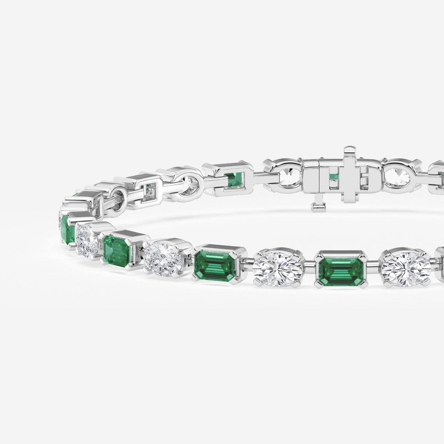 Emerald and Oval Diamond Tennis Bracelet