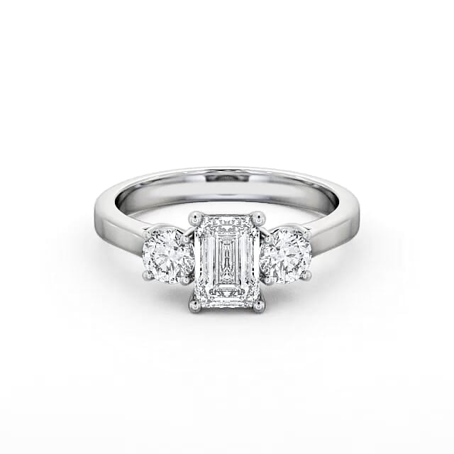 Emerald and Round Trilogy lab grown diamond ring
