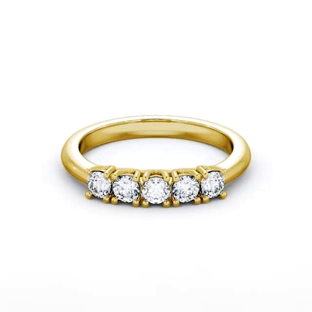Half Eternity 5 Stones Round Diamond Ring | 18K Solid Gold