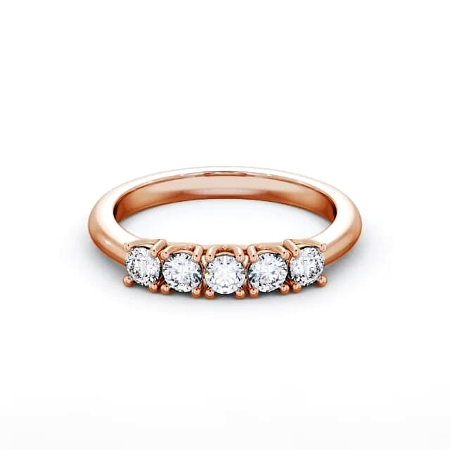 Half Eternity 5 Stones Round Diamond Ring | 18K Solid Gold