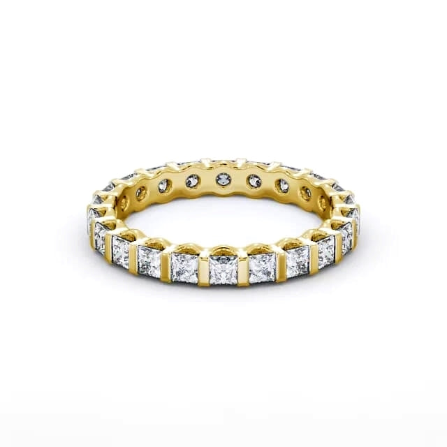 Eternity princess cut lab grown diamond yellow gold