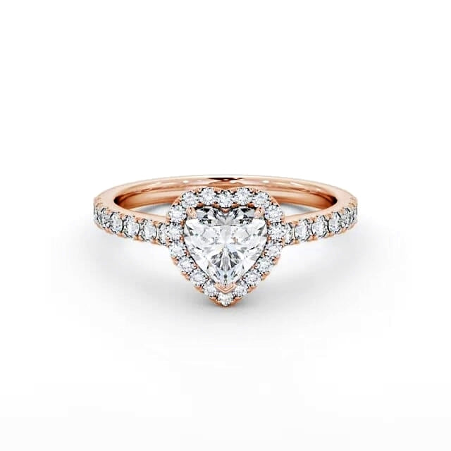 Heart cut lab-grown diamond halo ring in rose gold