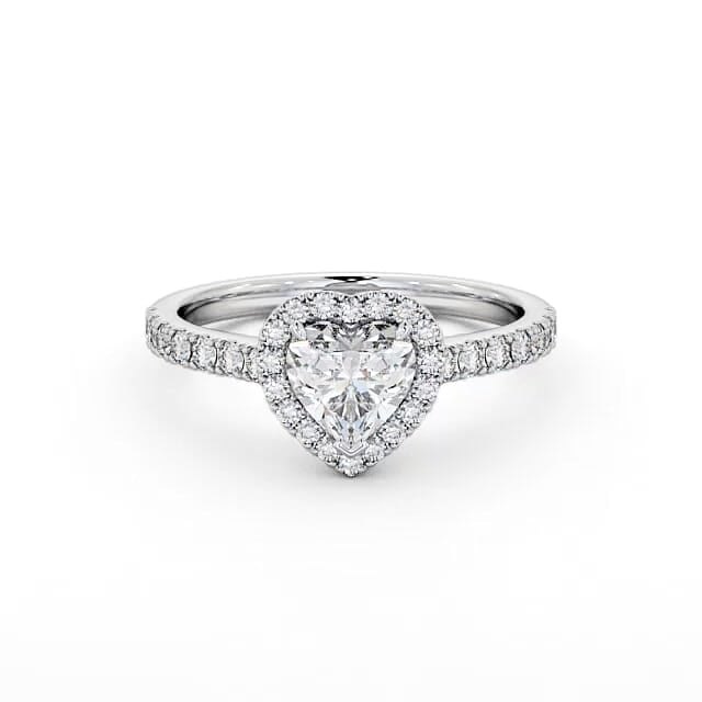 Heart cut lab-grown diamond halo ring in White gold