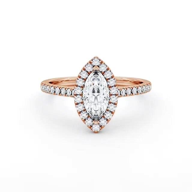Marquise cut lab-grown diamond halo ring in Rose gold