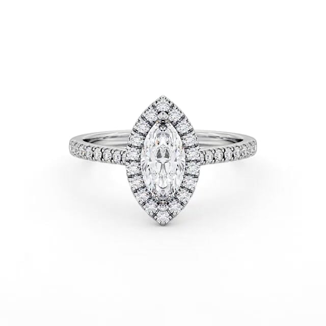 Marquise cut lab-grown diamond halo ring in White gold