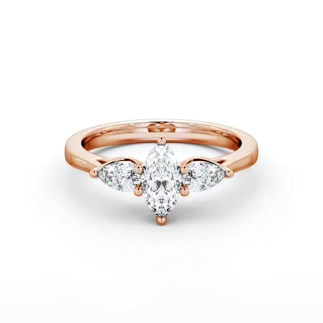marquise and pear Trilogy lab grown Diamond ring in rose gold