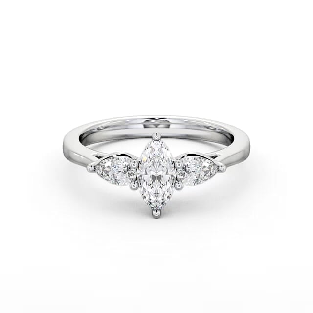 marquise and pear Trilogy lab grown Diamond ring in white gold