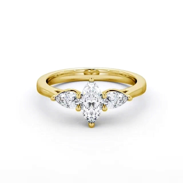 marquise and pear Trilogy lab grown Diamond ring in yellow gold