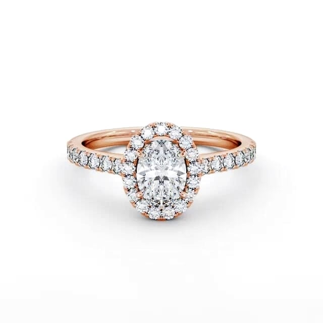 Halo Oval Diamond Ring | 18K Solid Gold