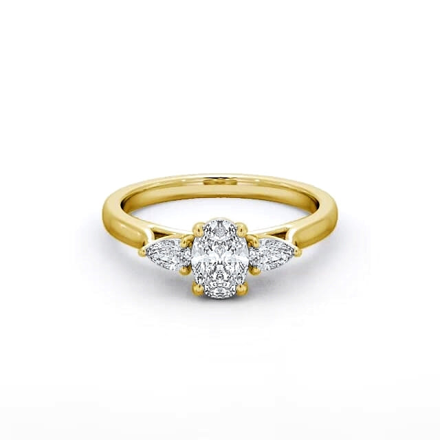 Oval and pear Trilogy lab grown Diamond ring in yellow gold
