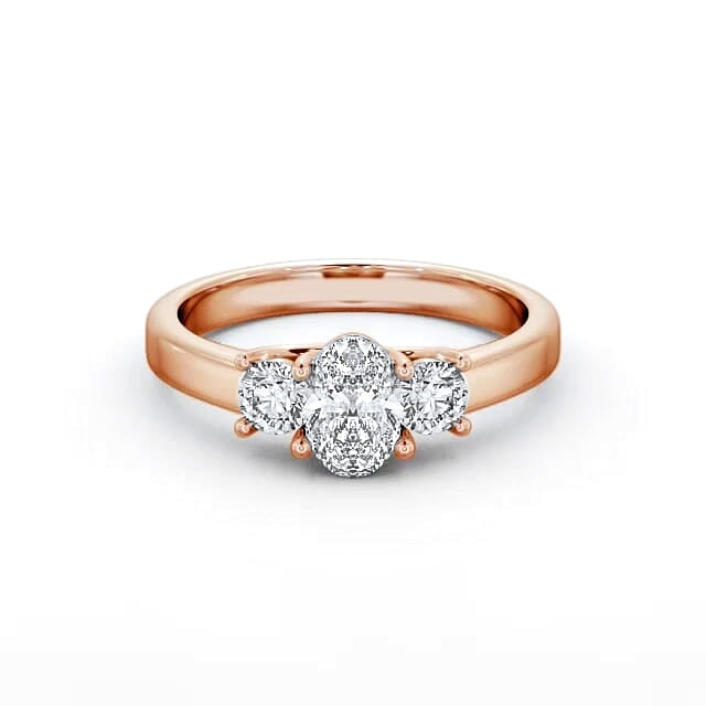 Trilogy ring with Oval and round cut lab-grown diamonds in rose gold