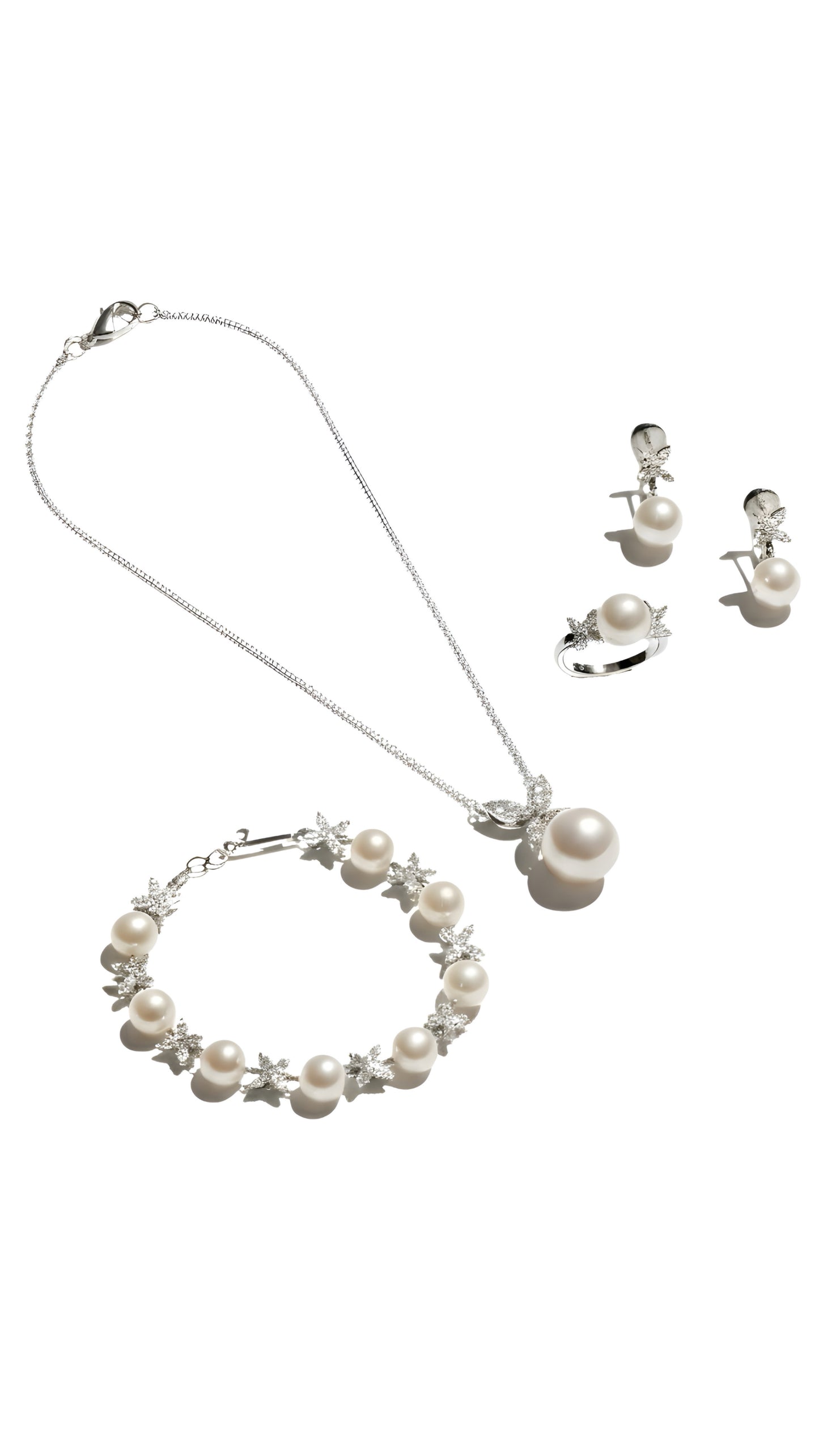 Floral Diamond & Freshwater Pearl Tennis Bracelet