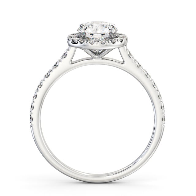 Round cut lab-grown diamond halo ring in white gold