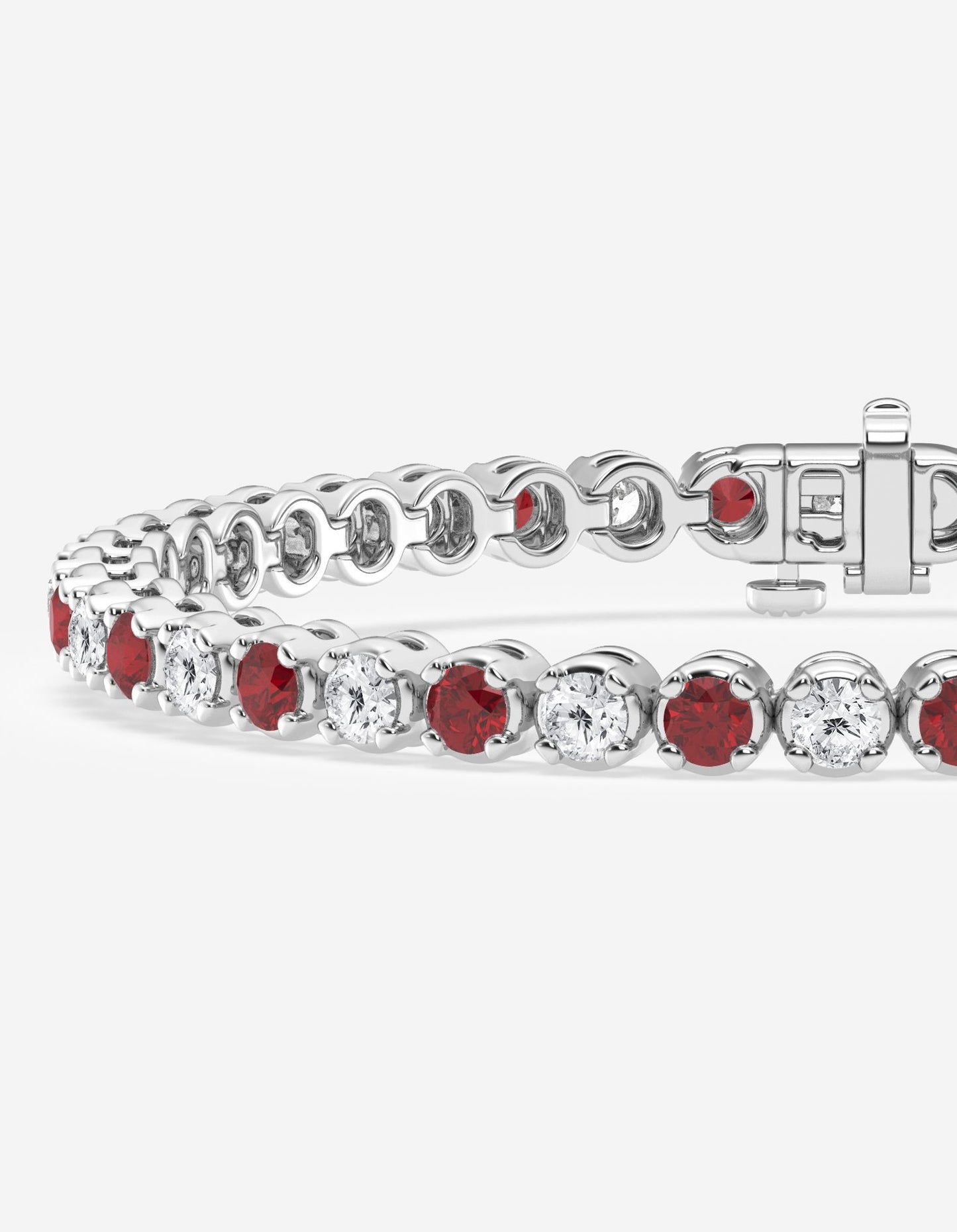 Round Ruby and Lab grown Diamond Tennis Bracelet