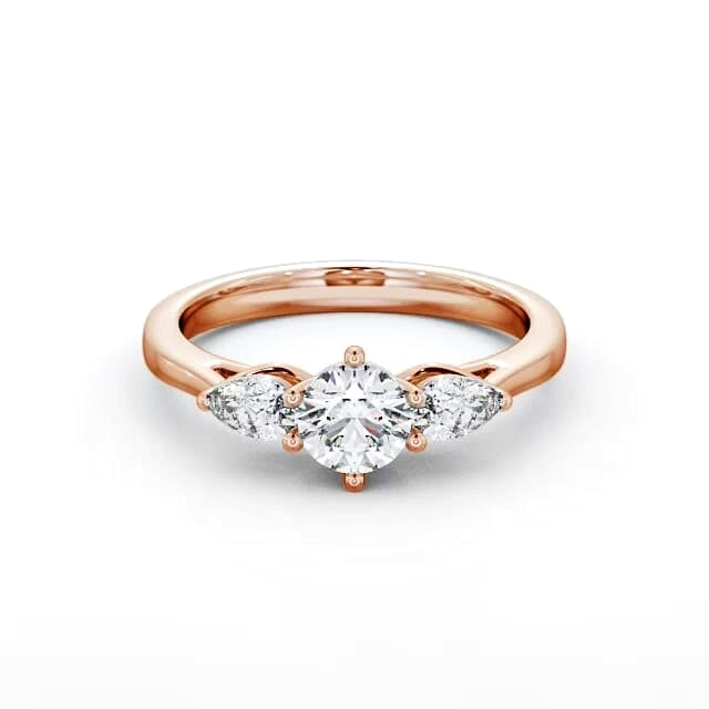 Round and pear Trilogy lab grown Diamond ring in rose gold