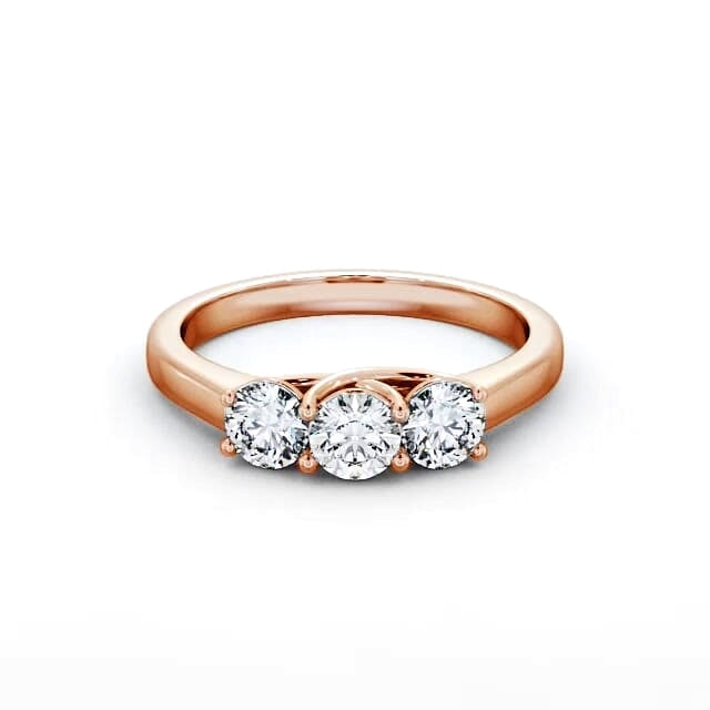 Round cut lab-grown diamond trilogy engagement ring in Rose gold