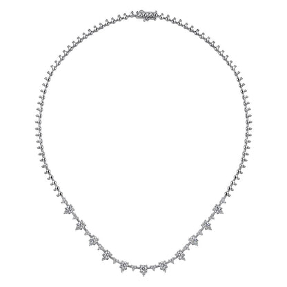 Diamond Cluster Station Tennis Necklace