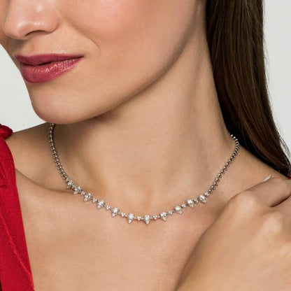 Diamond Cluster Station Tennis Necklace