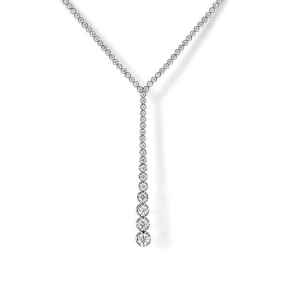 Graduated Drop Diamond Tennis Y Necklace
