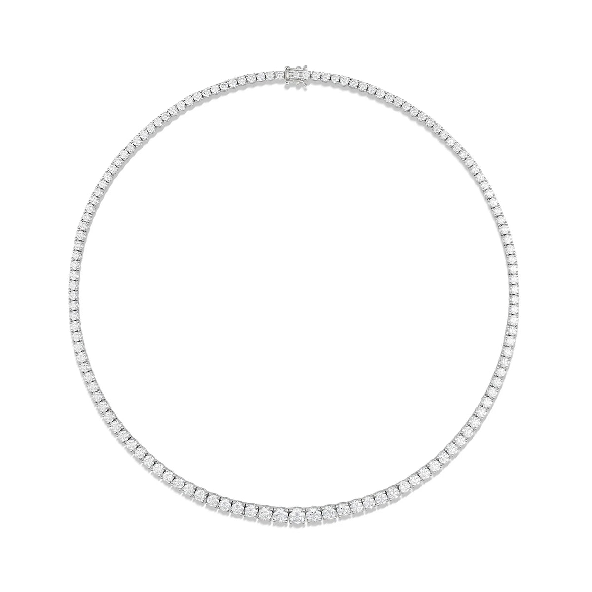 18K rose gold full graduated diamond tennis necklace with round brilliant diamonds, Dubai