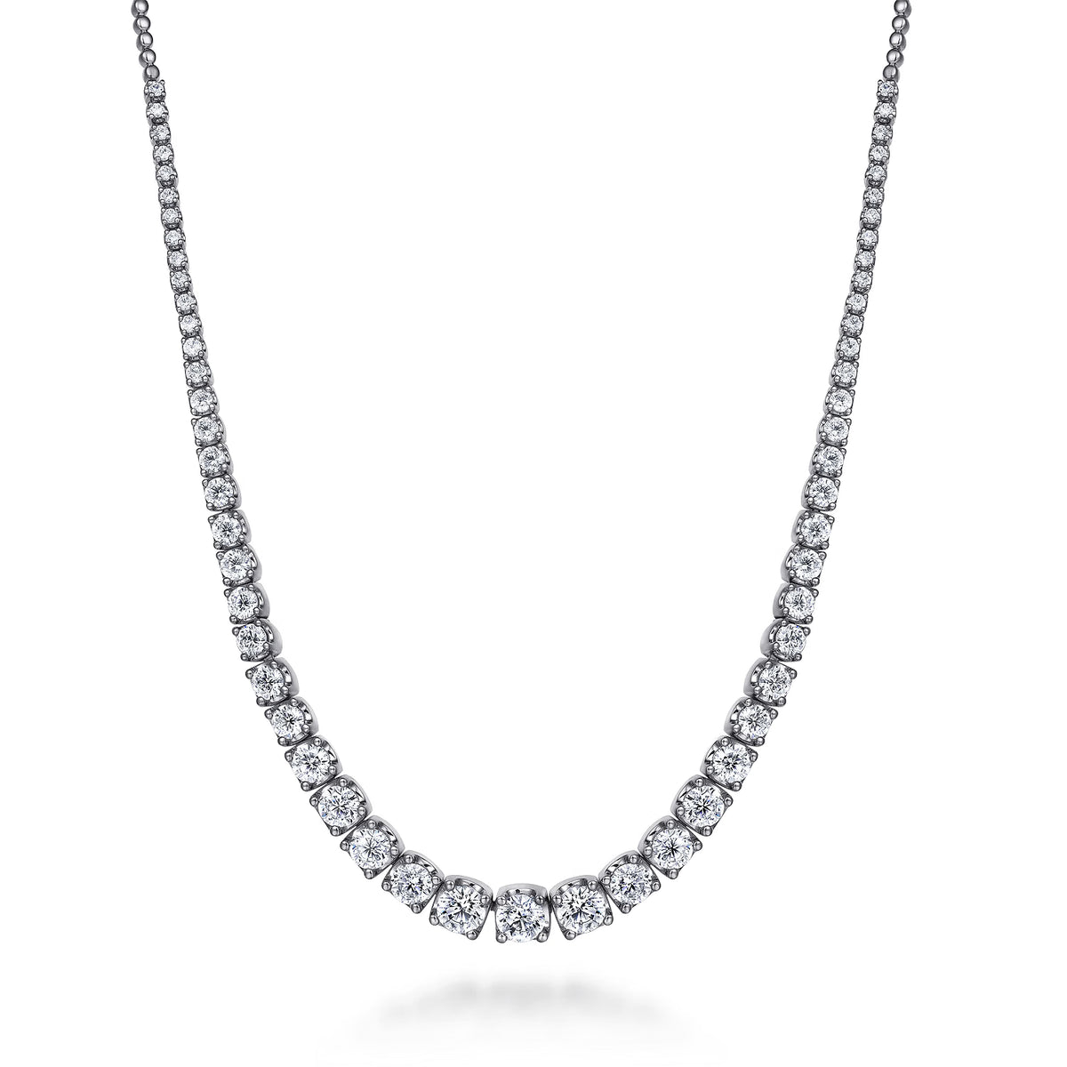 18K rose gold half graduated diamond tennis necklace with round brilliant diamonds, Dubai