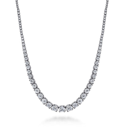 18K rose gold half graduated diamond tennis necklace with round brilliant diamonds, Dubai