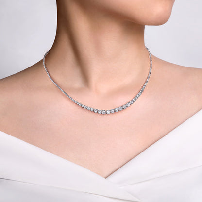 18K yellow gold half graduated diamond tennis necklace, lab grown diamond jewellery Dubai