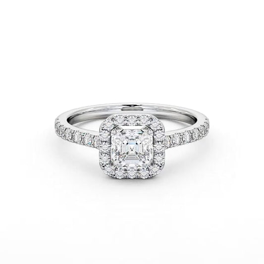 Halo Asscher Diamond Ring | 18K Solid Gold