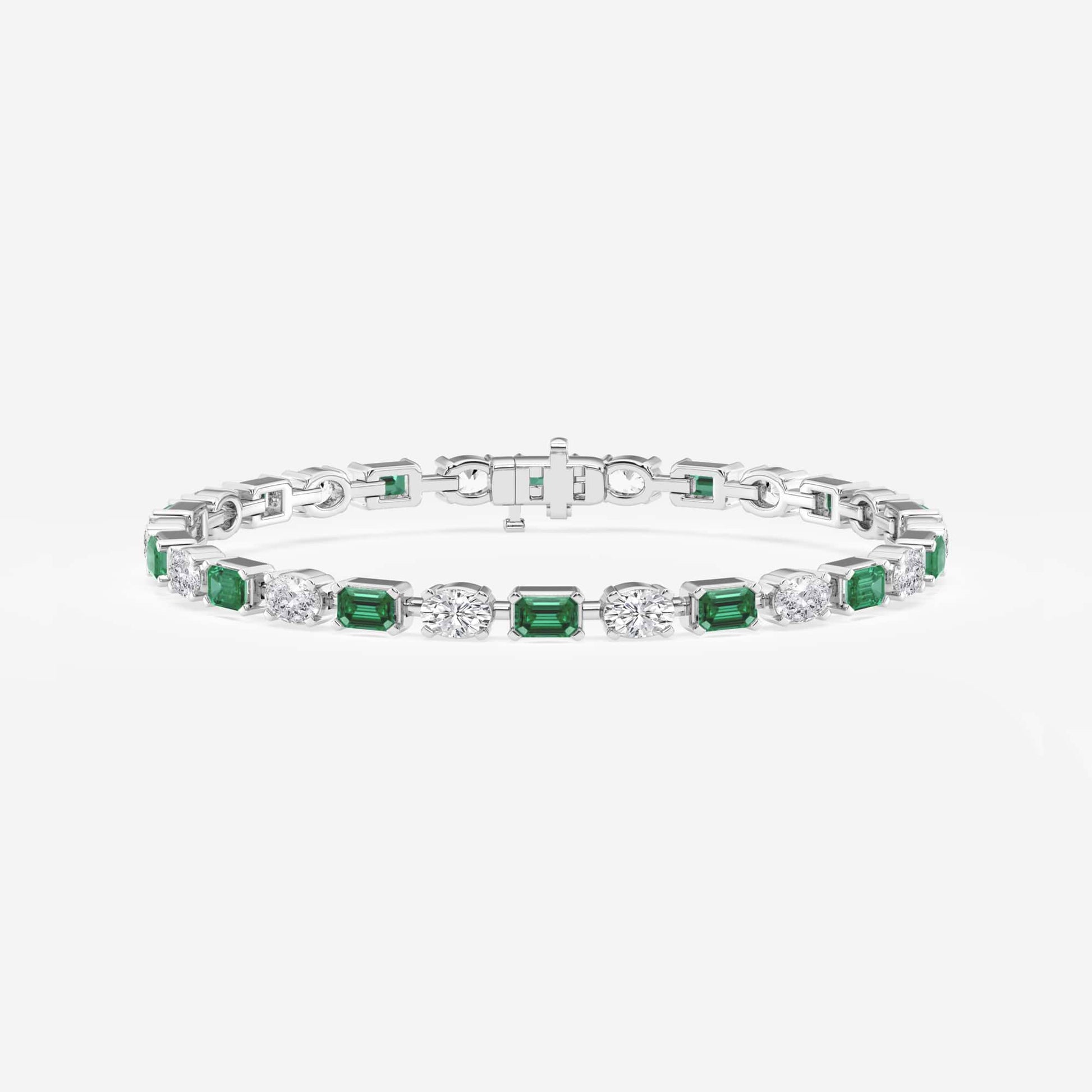 Emerald and Oval Diamond Tennis Bracelet