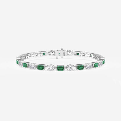 Emerald and Oval Diamond Tennis Bracelet