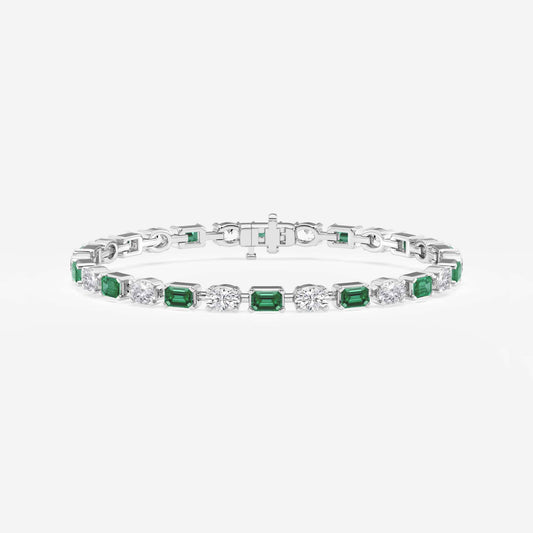 Emerald and Oval Diamond Tennis Bracelet