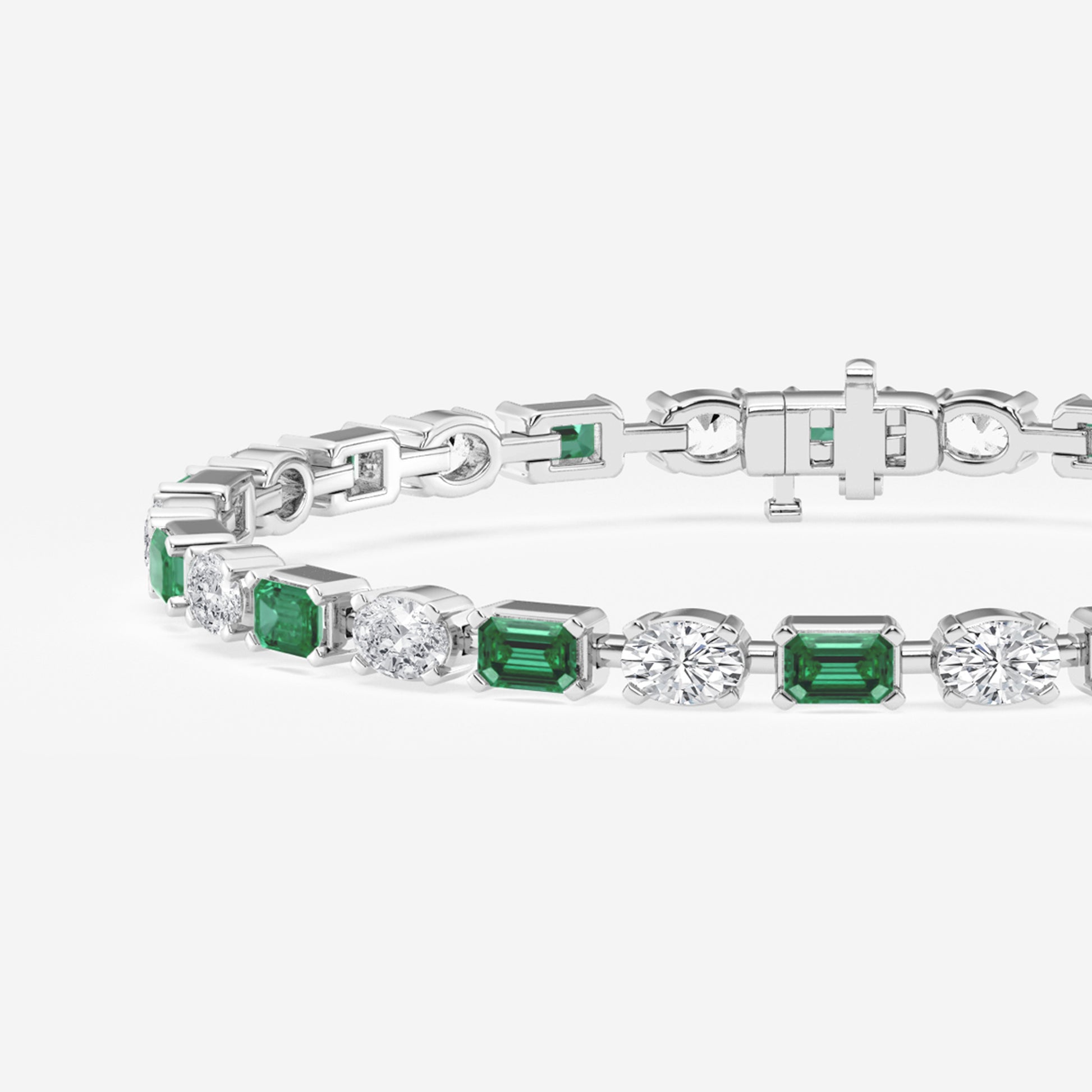 Emerald and Oval Diamond Tennis Bracelet