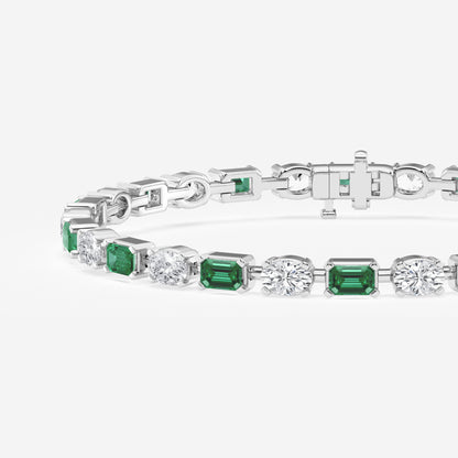 Emerald and Oval Diamond Tennis Bracelet