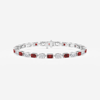 Emerald Ruby and Oval Diamond Tennis Bracelet
