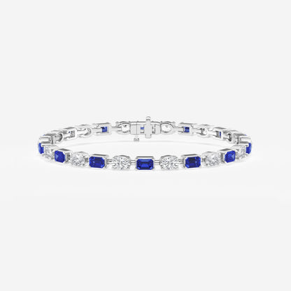 Emerald Sapphire and Oval Diamond Tennis Bracelet