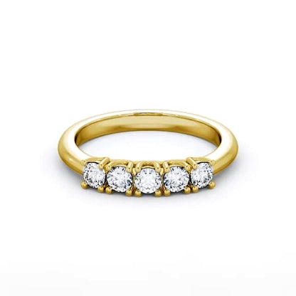 Half Eternity 5 Stones Round Diamond Ring | 18K Solid Gold