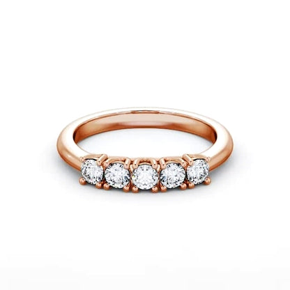 Half Eternity 5 Stones Round Diamond Ring | 18K Solid Gold