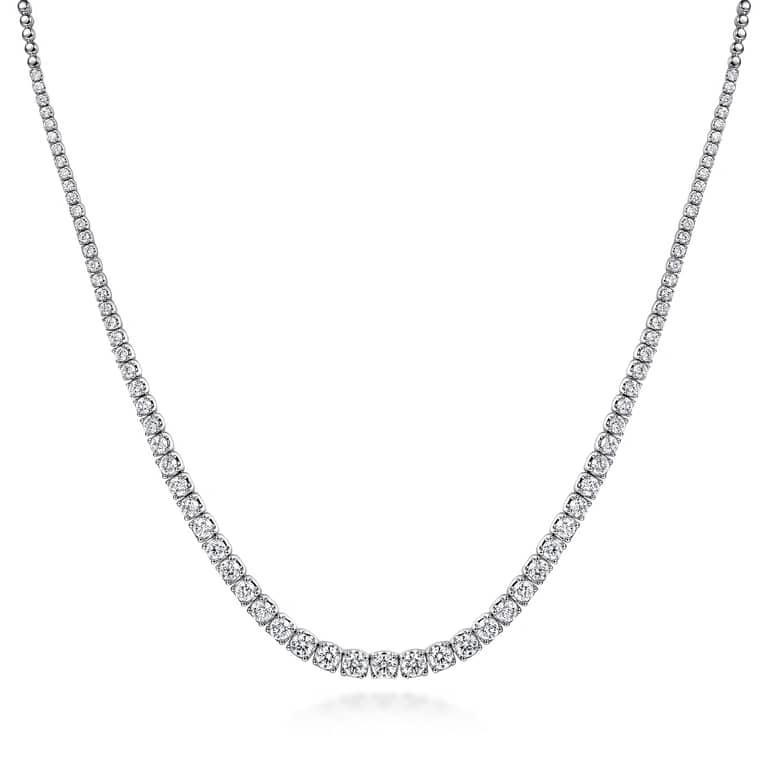 Half eternity graduated diamond necklace with plain gold chain at the back, Vinsa Jewels Dubai