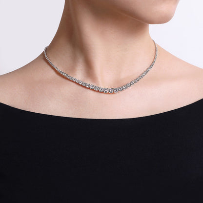 Half graduated diamond necklace 3 to 9 carat options, natural or lab grown, Vinsa Jewels
