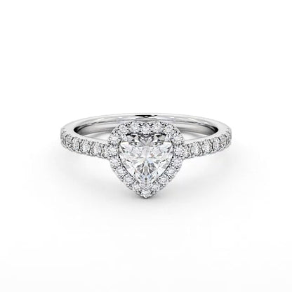 Heart cut lab-grown diamond halo ring in White gold