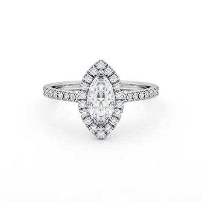 Marquise cut lab-grown diamond halo ring in White gold