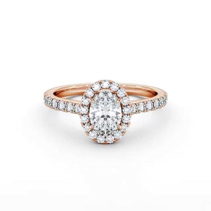 Halo Oval Diamond Ring | 18K Solid Gold