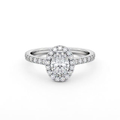 Halo Oval Diamond Ring | 18K Solid Gold