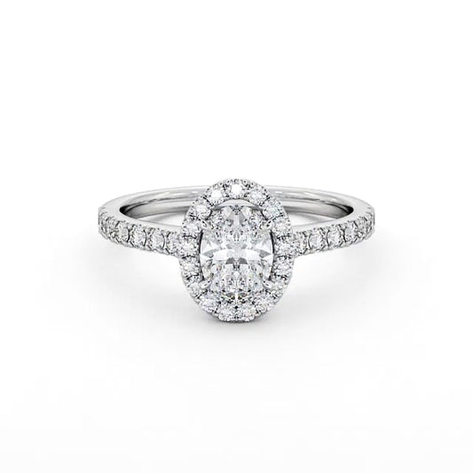 Halo Oval Diamond Ring | 18K Solid Gold