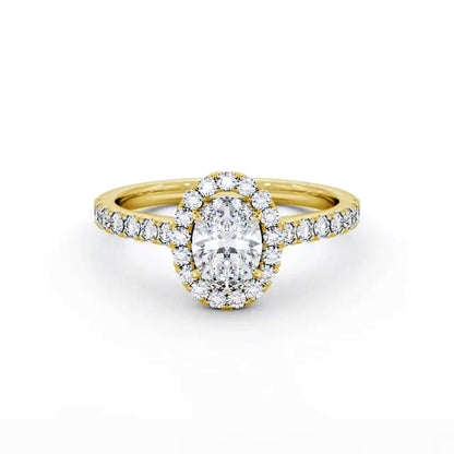 Halo Oval Diamond Ring | 18K Solid Gold