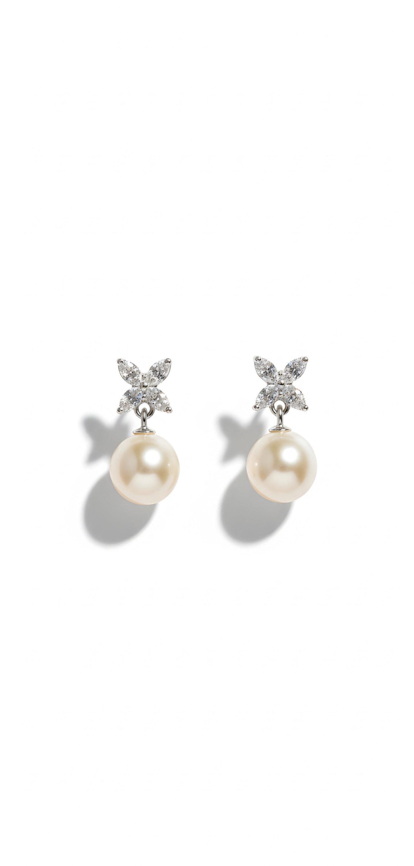 Floral Diamond & Freshwater Pearl Earrings