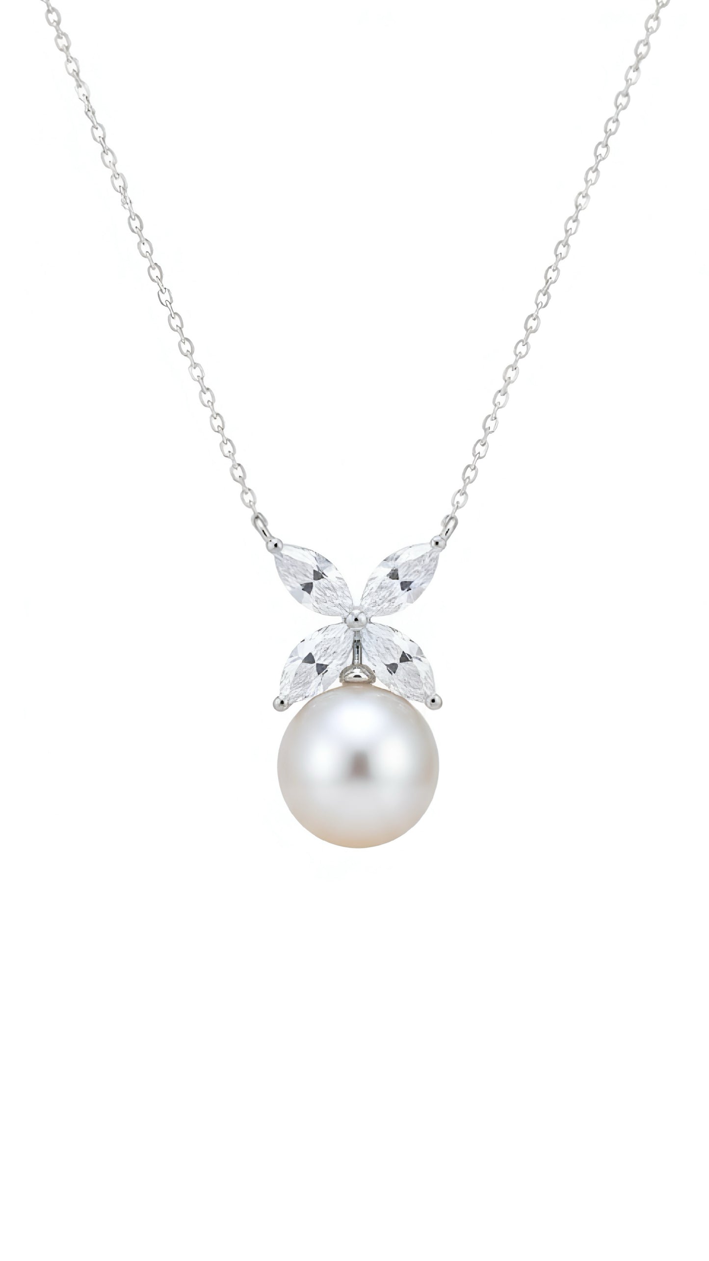 Floral Diamond & Freshwater Pearl Necklace