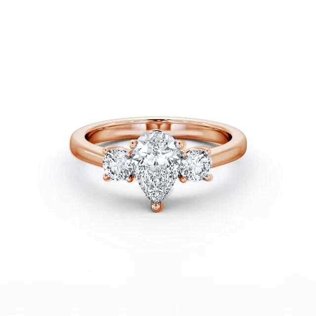 Trilogy ring with pear and round cut lab-grown diamonds in Rose gold